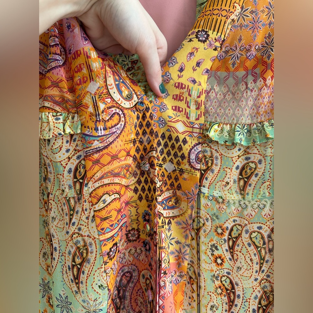 Alexis Multicolor Patchwork Long Sleeve Dress - image 4